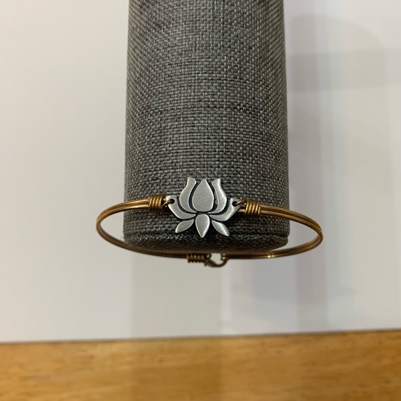 Luca + Danni Lotus Flower Bangle Bracelet Mixed Metal Silver and Brass - Picture 9 of 12